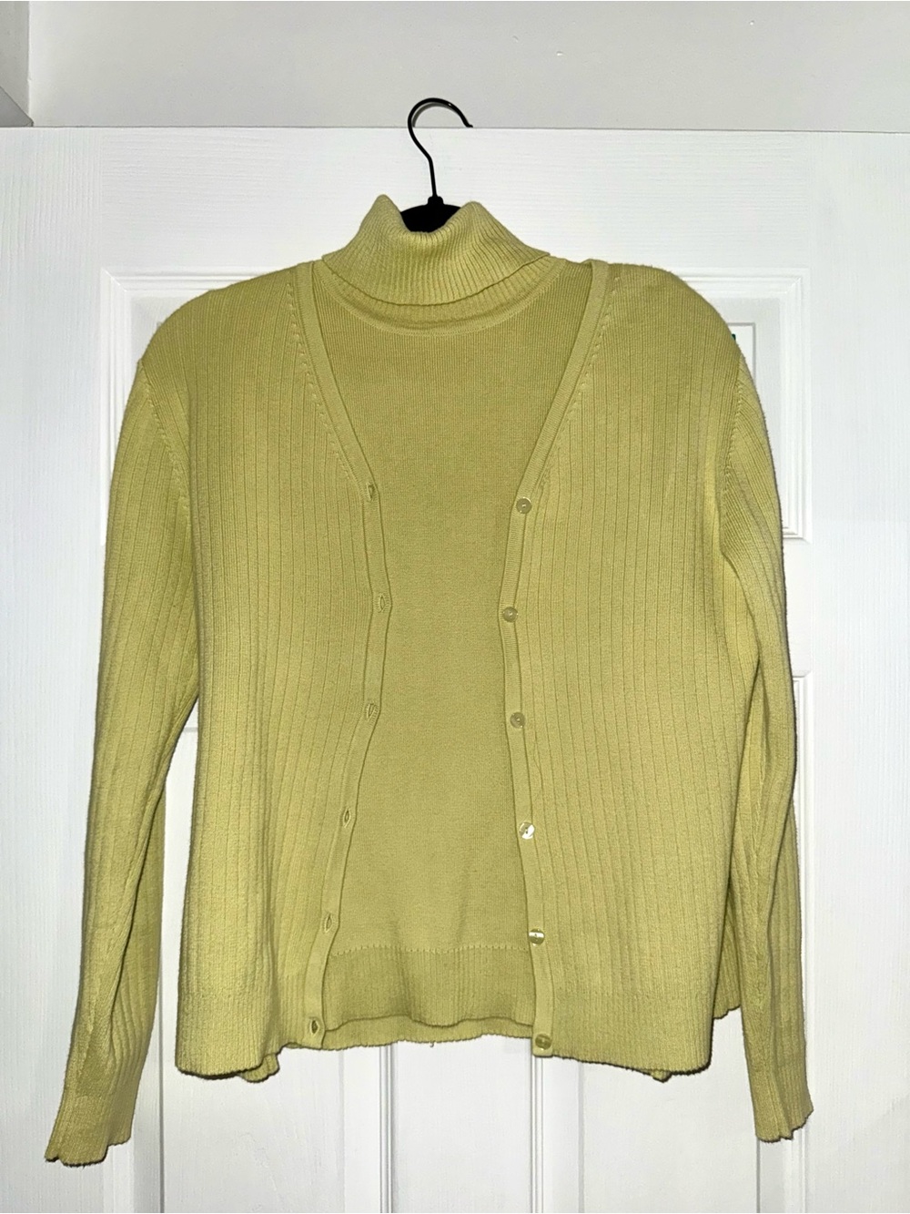 Madison Studio Cardigan & Turtleneck Set Small Pastel Layering Cotton Vintage